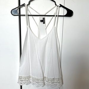 Express racerback tank top with lace detail